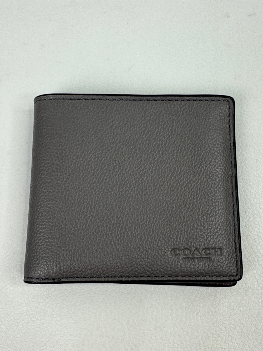 Coach Men's Gray Pebbled Leather Bi-Fold Wallet New NWOT
